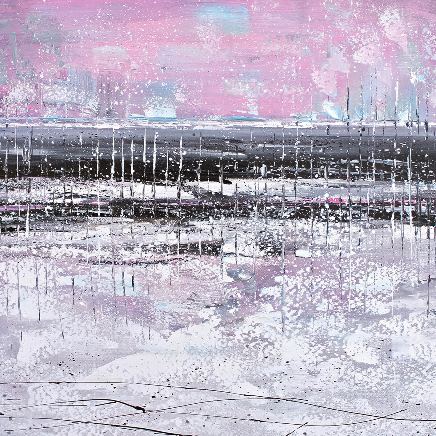 Abstrakt Oljemålning - Frozen Lake