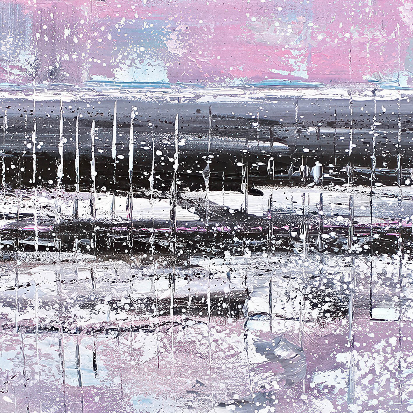 Abstrakt Oljemålning - Frozen Lake