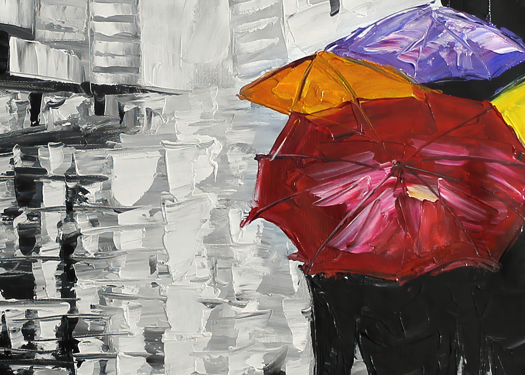 Abstrakt Oljemålning - Umbrella