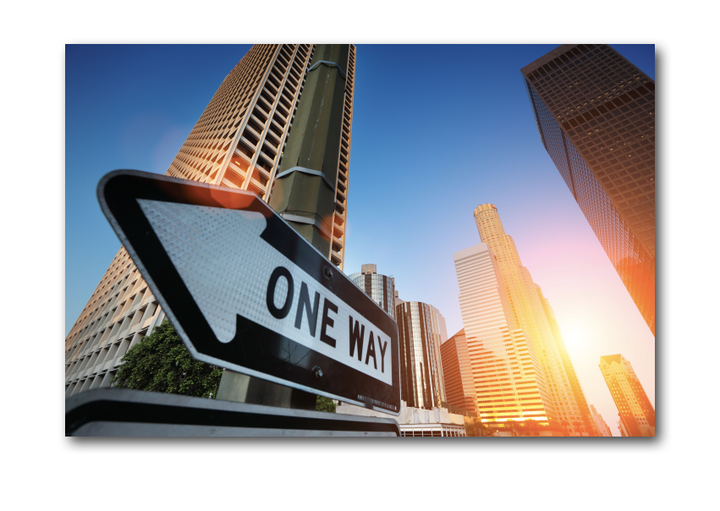 Canvastavla - One Way, sunrise over Los Angeles