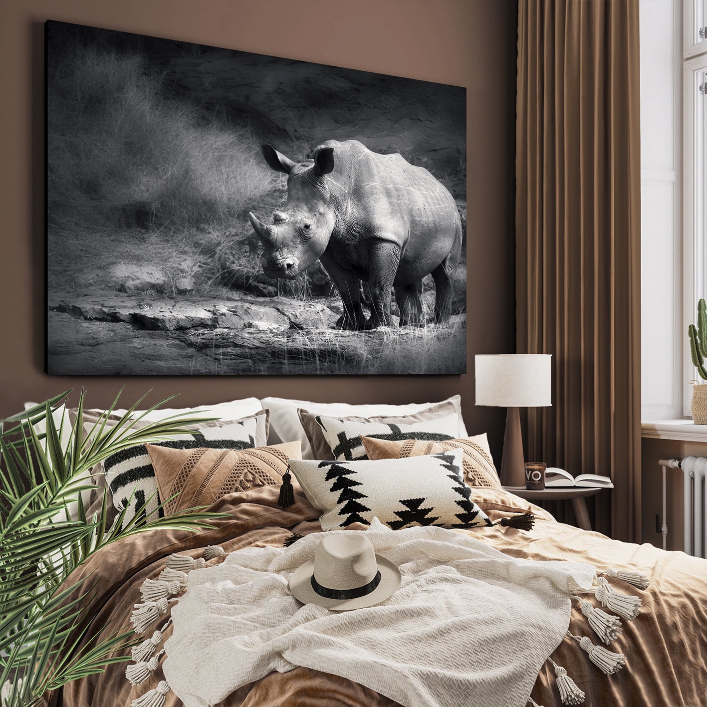Ljuddämpande tavla - Rhino in the night - Noshörning