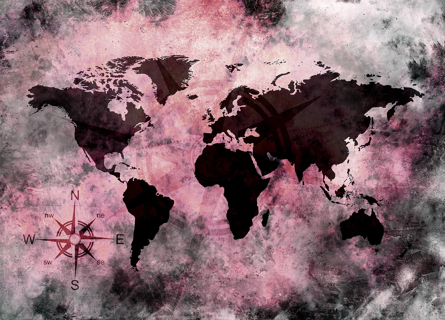 Canvastavla - Pink World Map