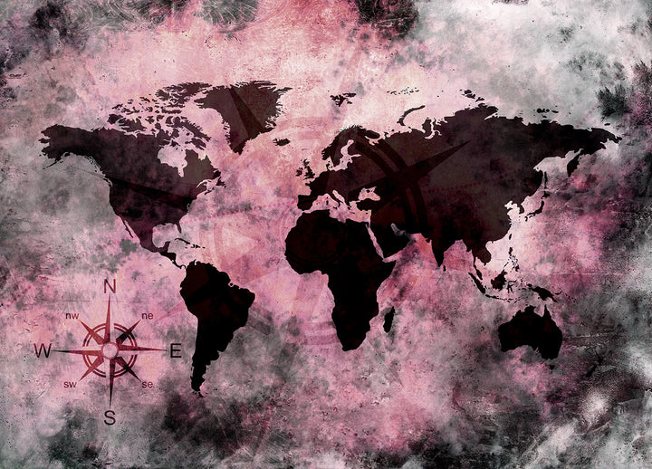 Canvastavla - Pink World Map