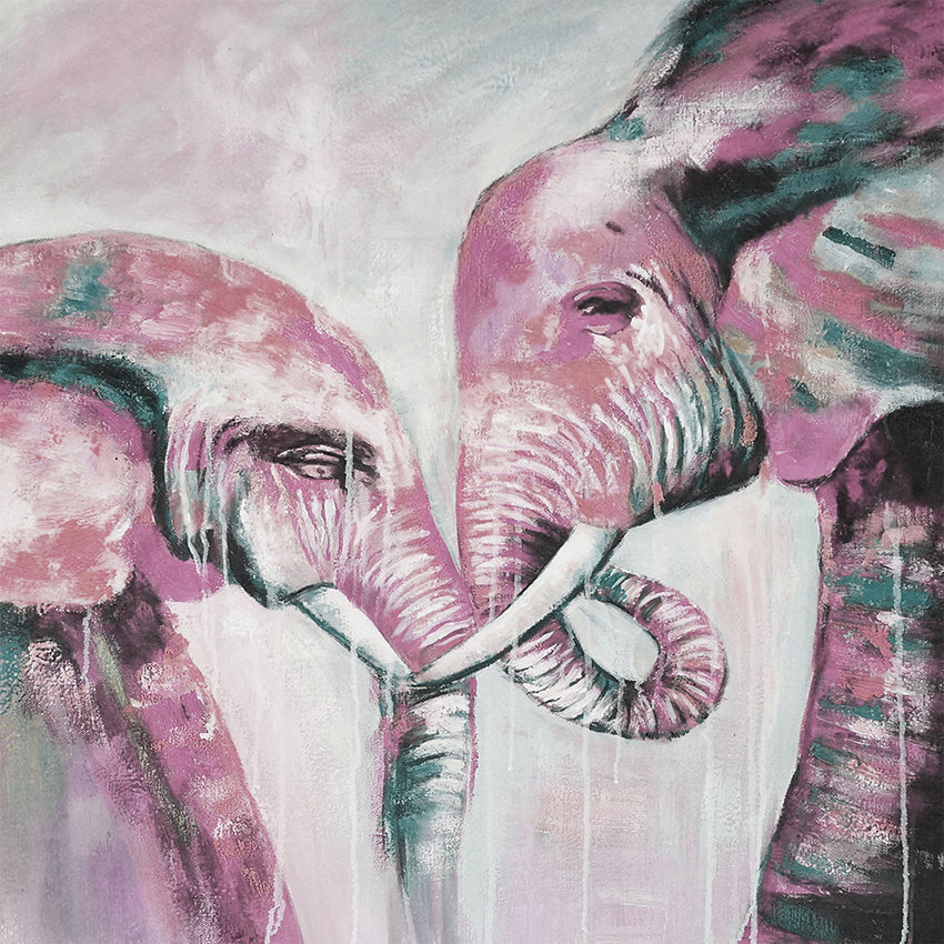 Abstrakt Oljemålning - Elephant Love Pastels