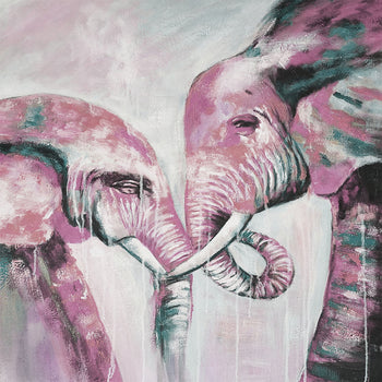 Abstrakt Oljemålning - Elephant Love Pastels