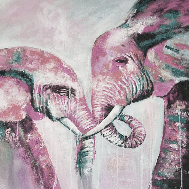 Abstrakt Oljemålning - Elephant Love Pastels