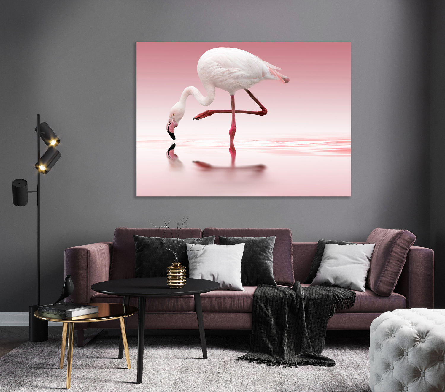 Ljuddämpande tavla - Rosa - Flamingo