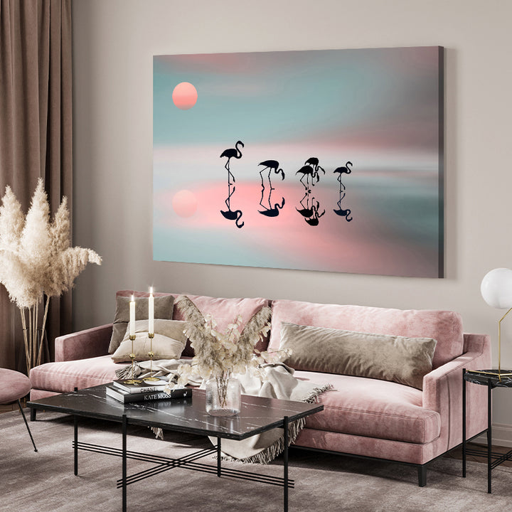 Ljuddämpande tavla - Flamingos