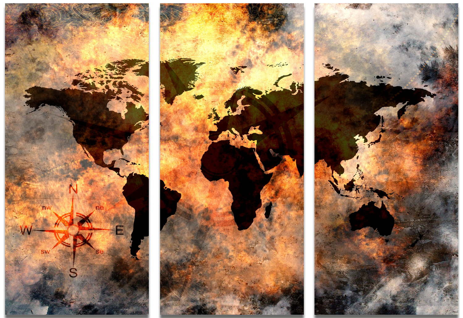 Ljuddämpande tavla - The world map "Magma" - Tavla av världskartan i delar