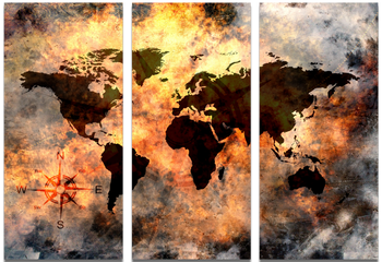 Ljuddämpande tavla - The world map "Magma" - Tavla av världskartan i delar