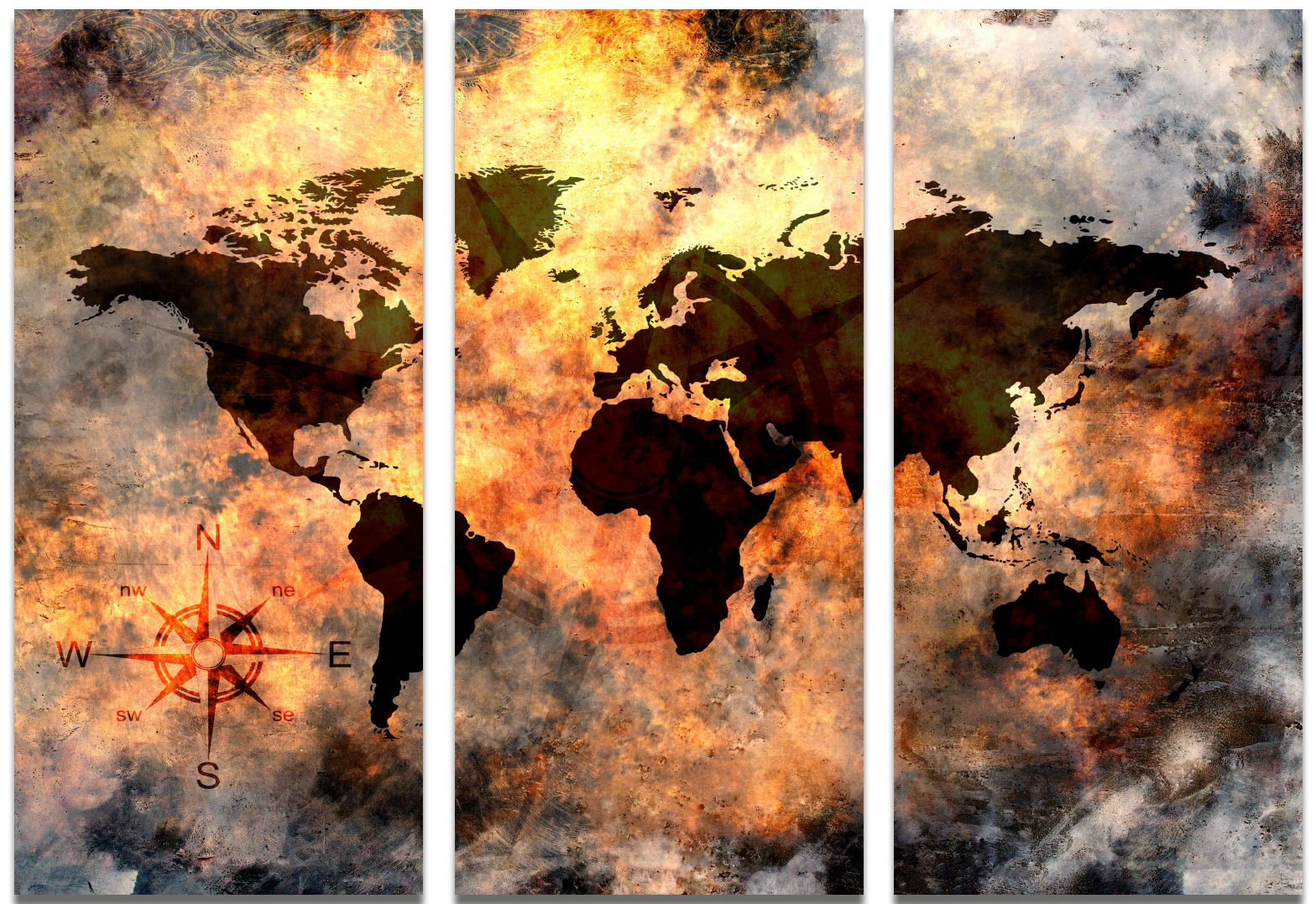 Ljuddämpande tavla - The world map "Magma" - Tavla av världskartan i delar