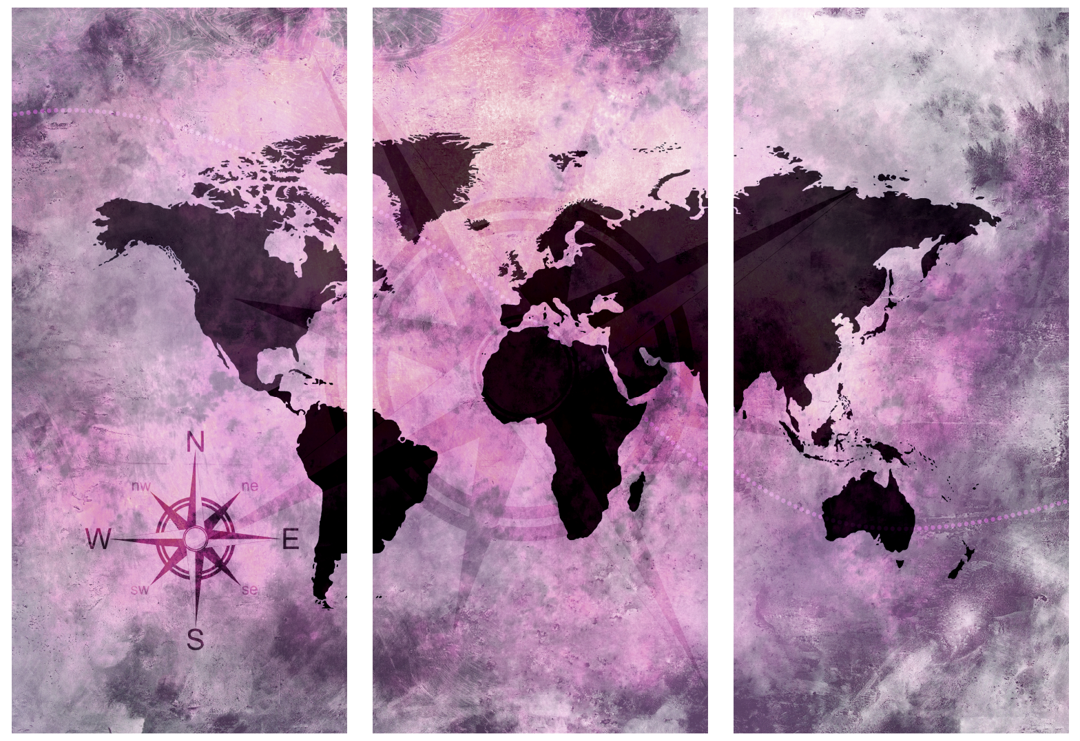 Ljuddämpande tavla - Pink World - Tavla av världskartan i delar
