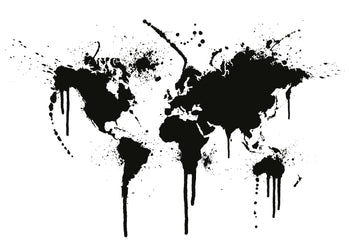 Ljuddämpande tavla - The World Map - Svart & Vitt Karta