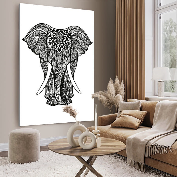 Ljuddämpande tavla - Elefant B&W