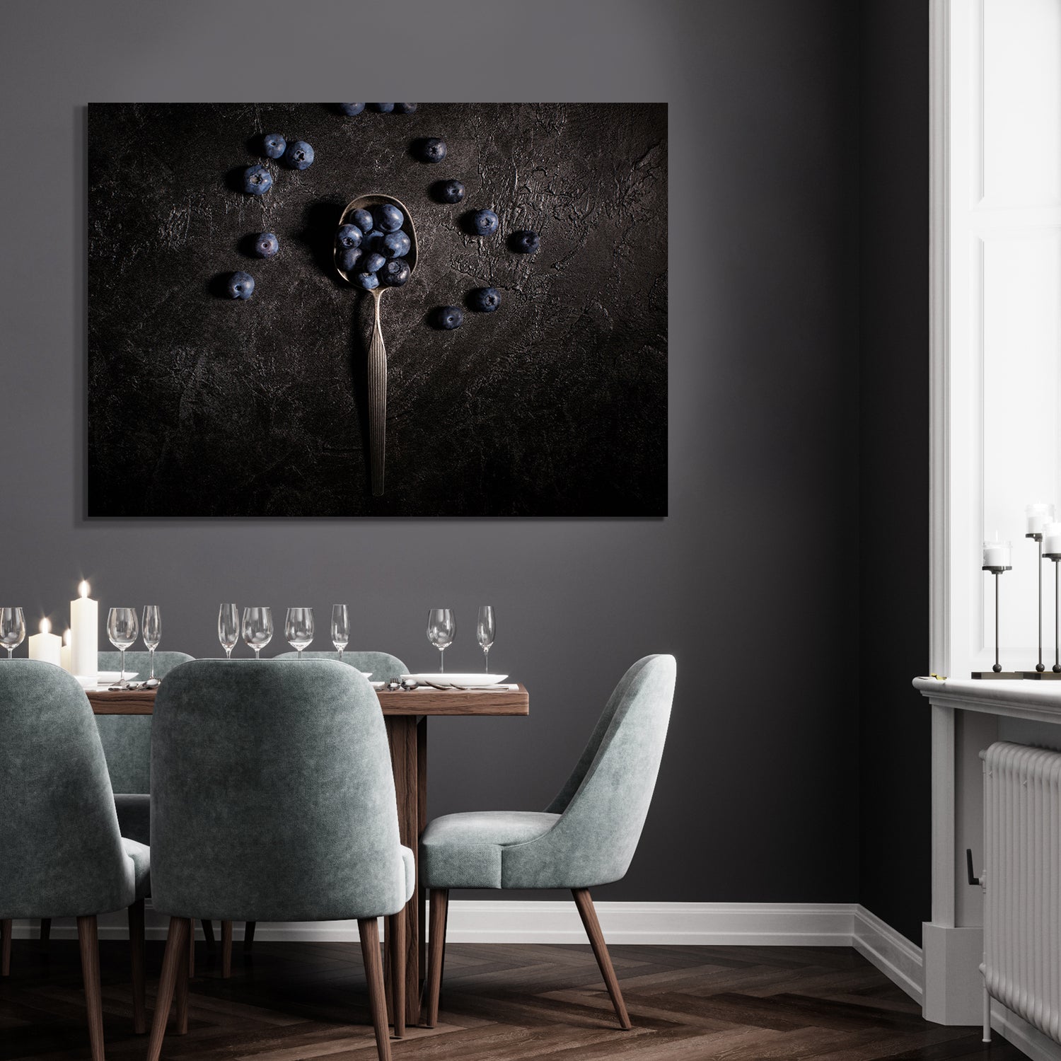 Ljuddämpande tavla - Blueberries In a Spoon