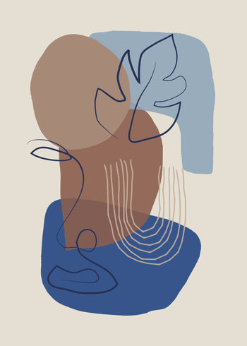 Ljuddämpande tavla - Abstract Blue and Beige