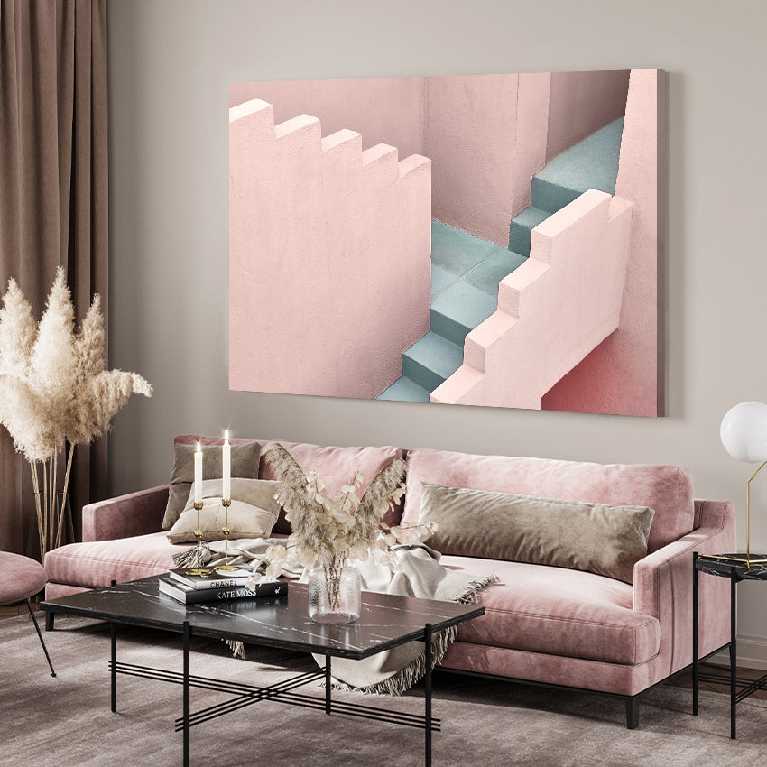 Canvastavla - Pink and Turquoise (50x70cm)