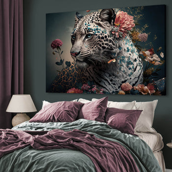 Ljuddämpande tavla - Leopard with flowers