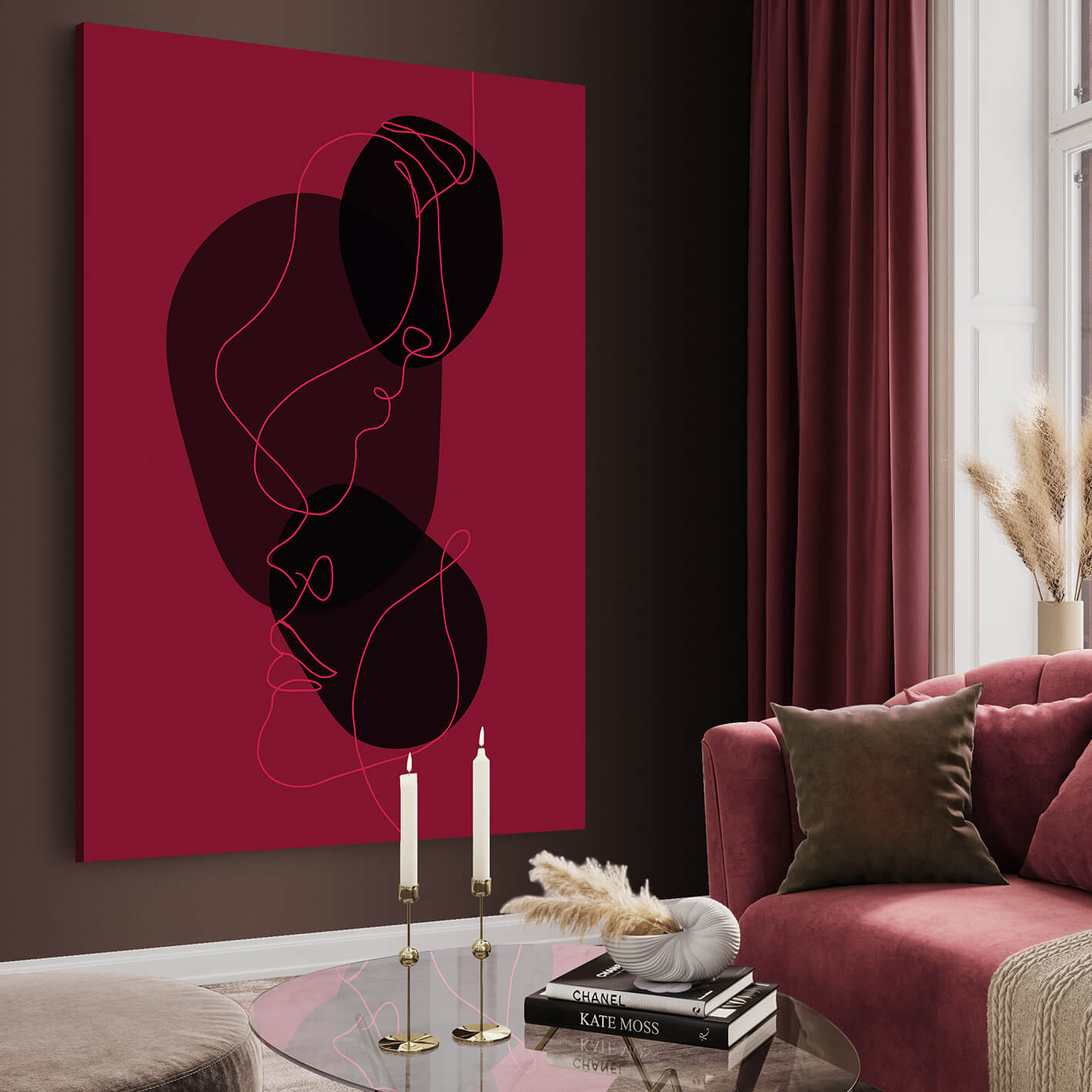 Ljuddämpande tavla - Magenta abstract