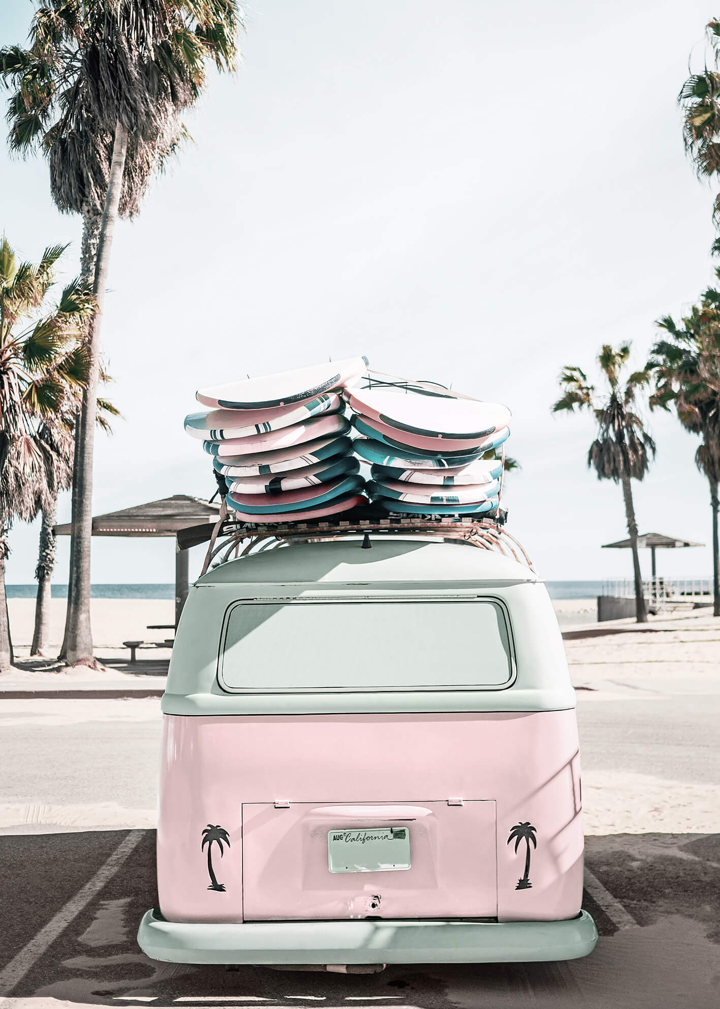 Ljuddämpande tavla - Pink van beach