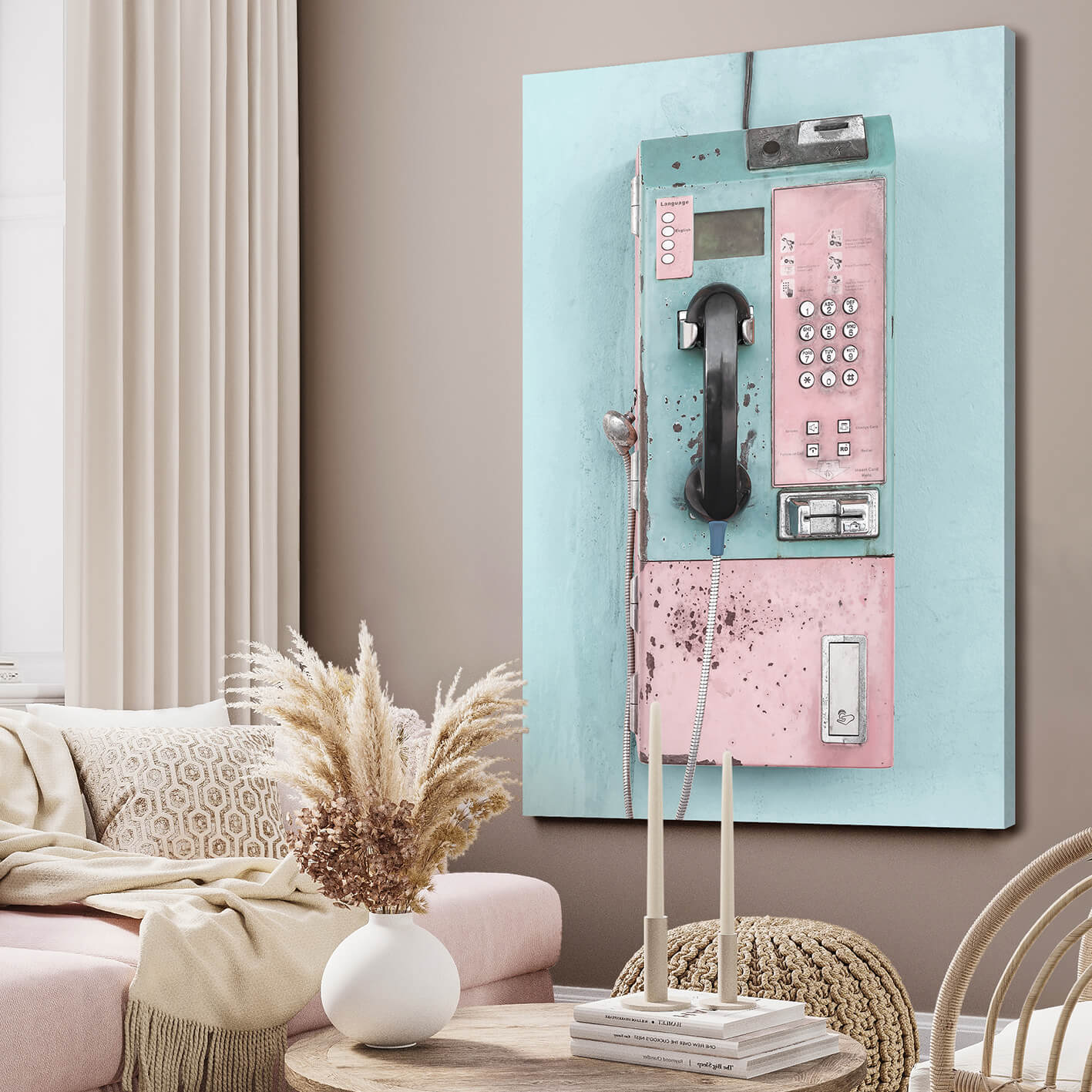 Ljuddämpande tavla - Retro pay phone 