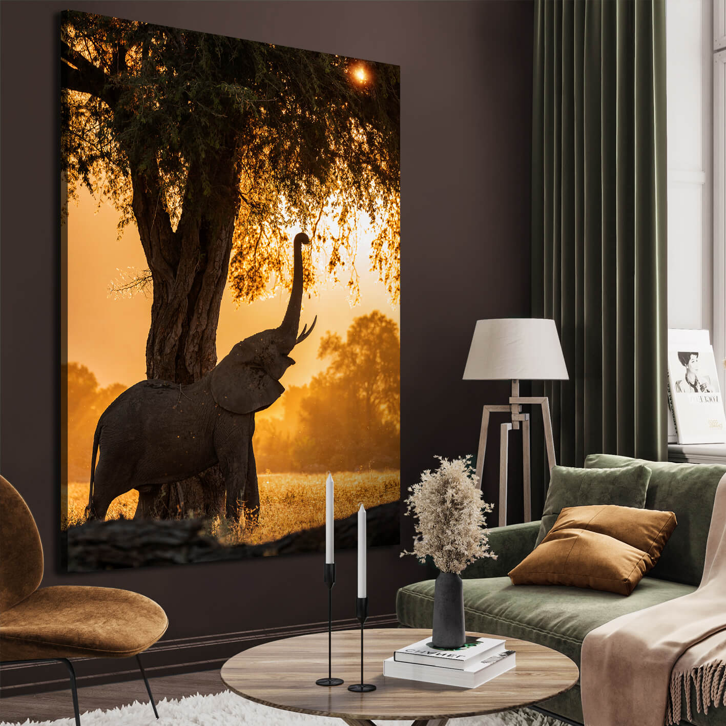 Ljuddämpande tavla - Elephant landscape
