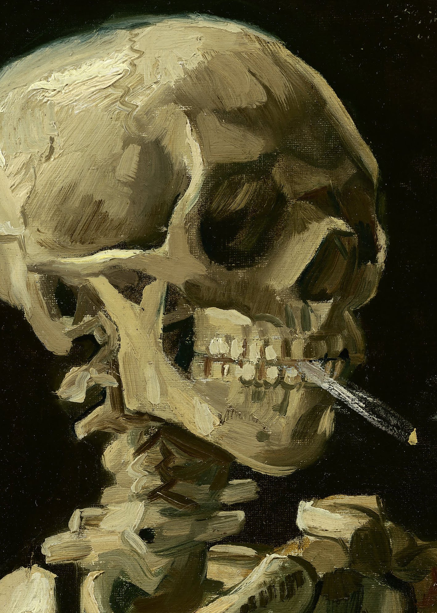 Ljuddämpande tavla - Skull of a Skeleton with Burning Cigarette