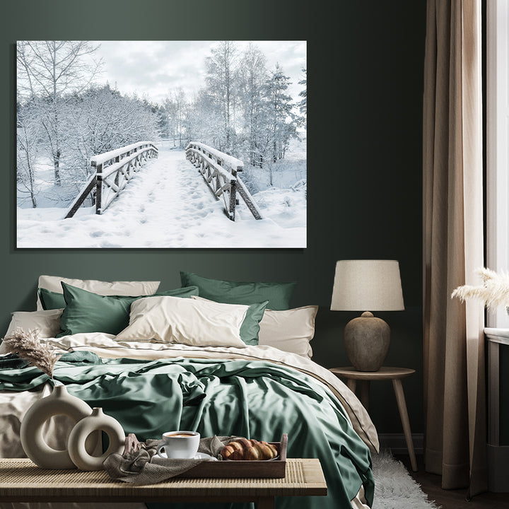 Canvastavla - Snowy Bridge