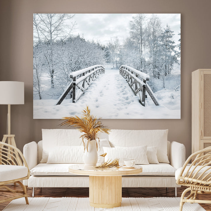 Canvastavla - Snowy Bridge