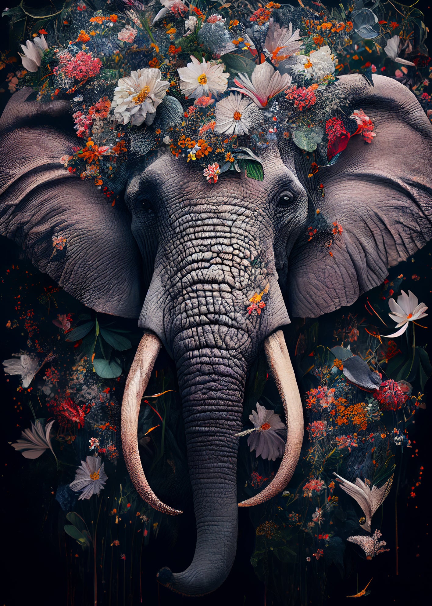 Ljuddämpande tavla - Blooming Elephant