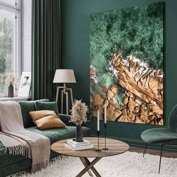 Canvastavla - Waves and Rocks (50X70)