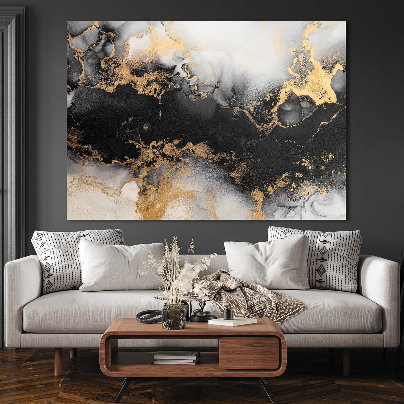 Canvastavla - Smoke marble (120x180)