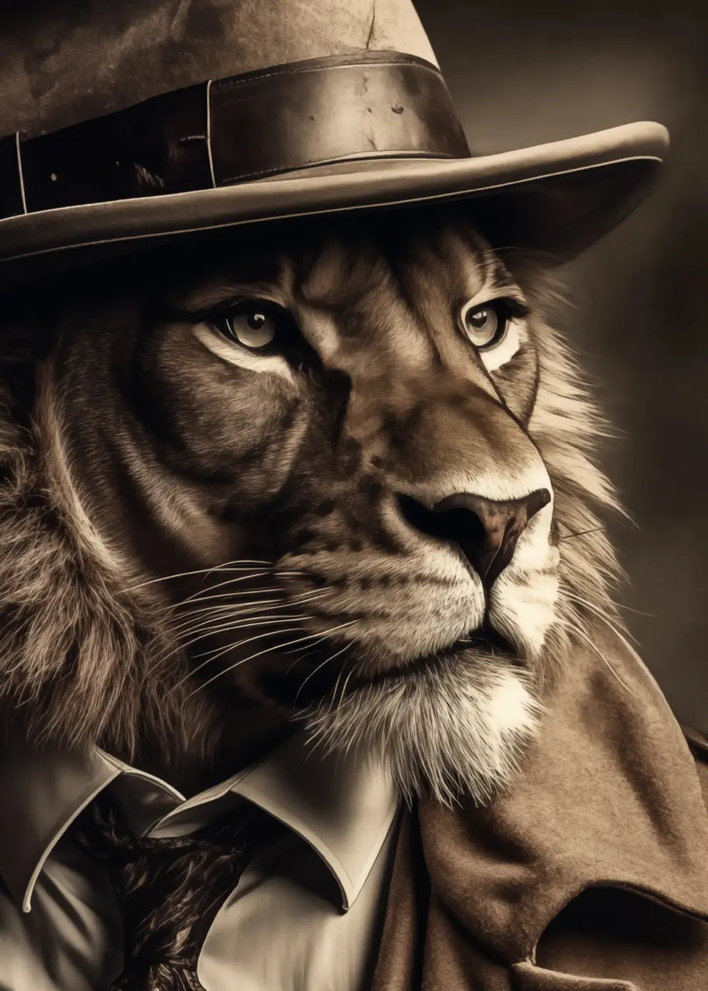 Ljuddämpande tavla - Lion in Suit