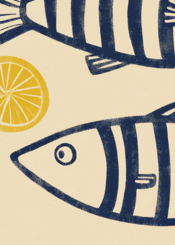 Canvastavla - Blue Fish with Lemons
