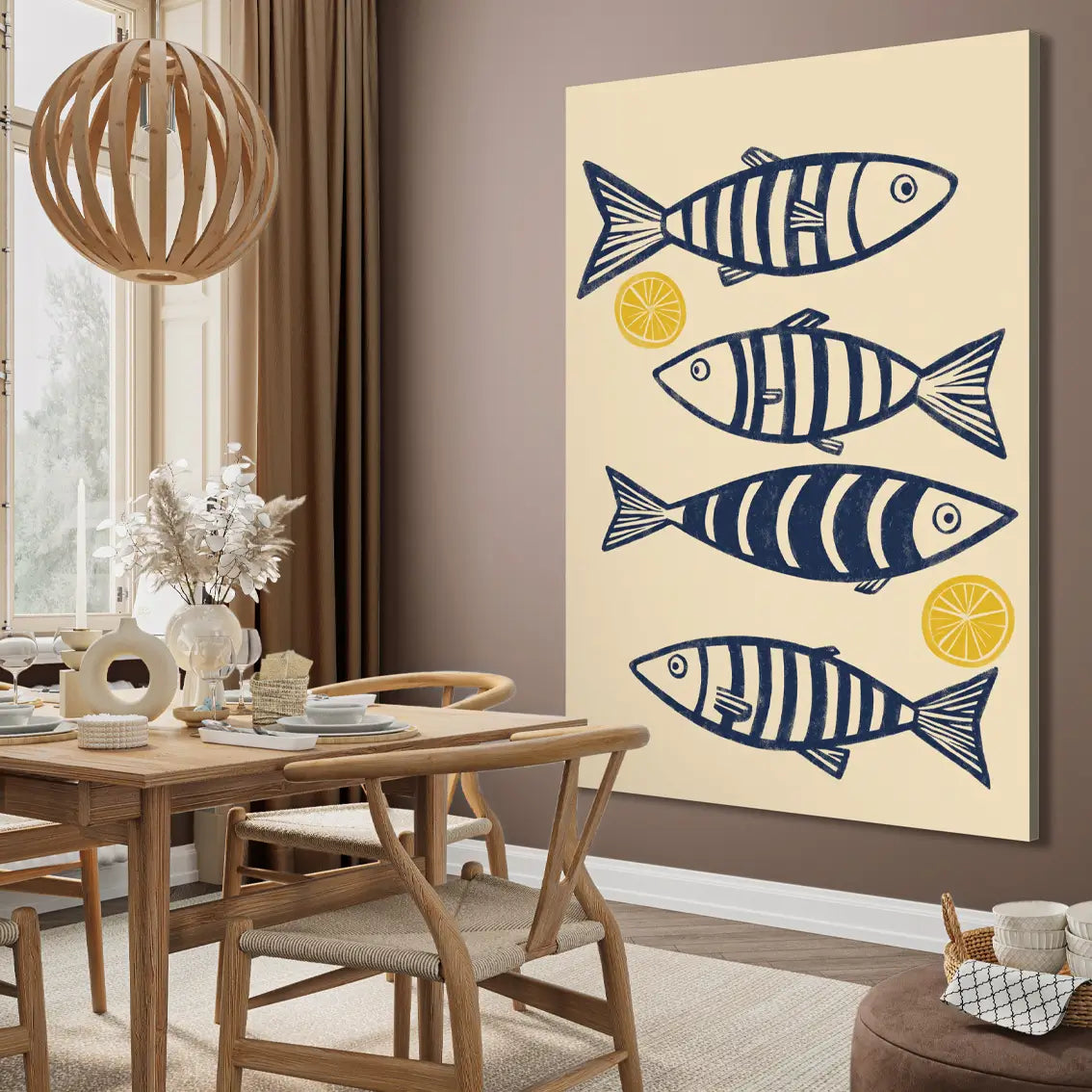 Canvastavla - Blue Fish with Lemons