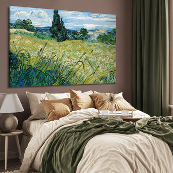 Ljuddämpande tavla - Green Wheat Field with Cypress
