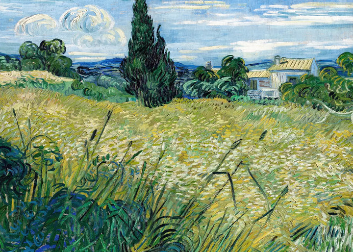Ljuddämpande tavla - Green Wheat Field with Cypress