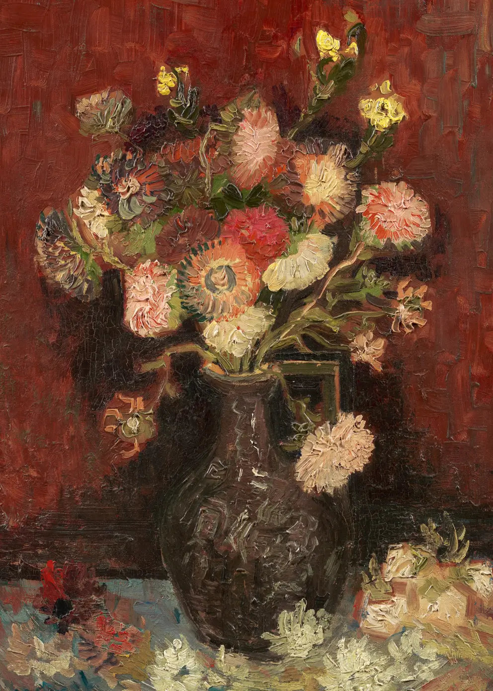Ljuddämpande tavla - Vase with Chinese Asters and Gladioli