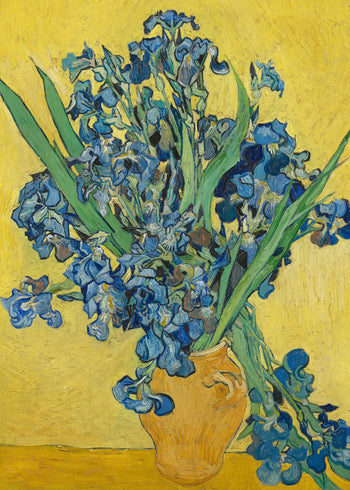 Ljuddämpande tavla - Vase with Irises Against a Yellow Background  