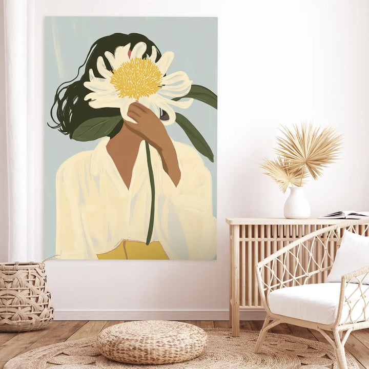 Ljuddämpande tavla - Woman with White Flower