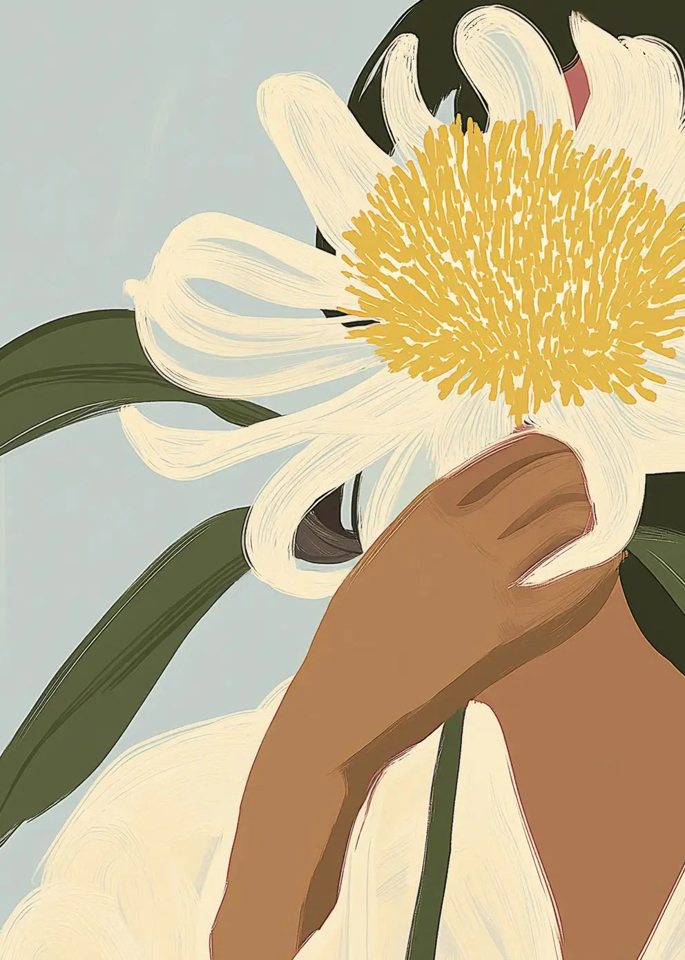 Ljuddämpande tavla - Woman with White Flower