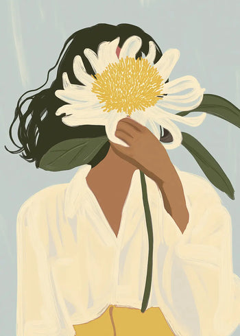 Ljuddämpande tavla - Woman with White Flower