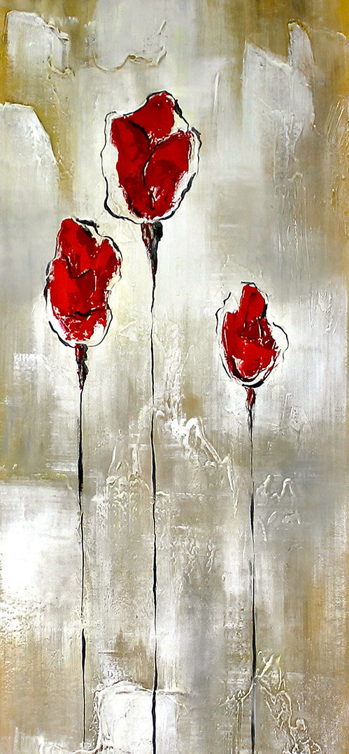 Abstrakt Oljemålning - Red Roses