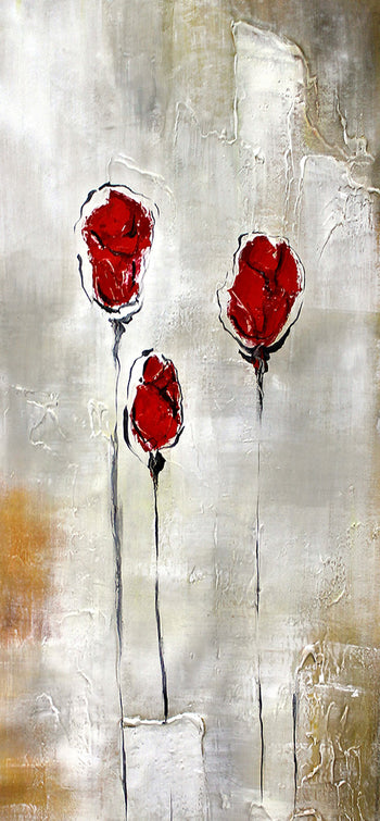 Abstrakt Oljemålning - Red Roses