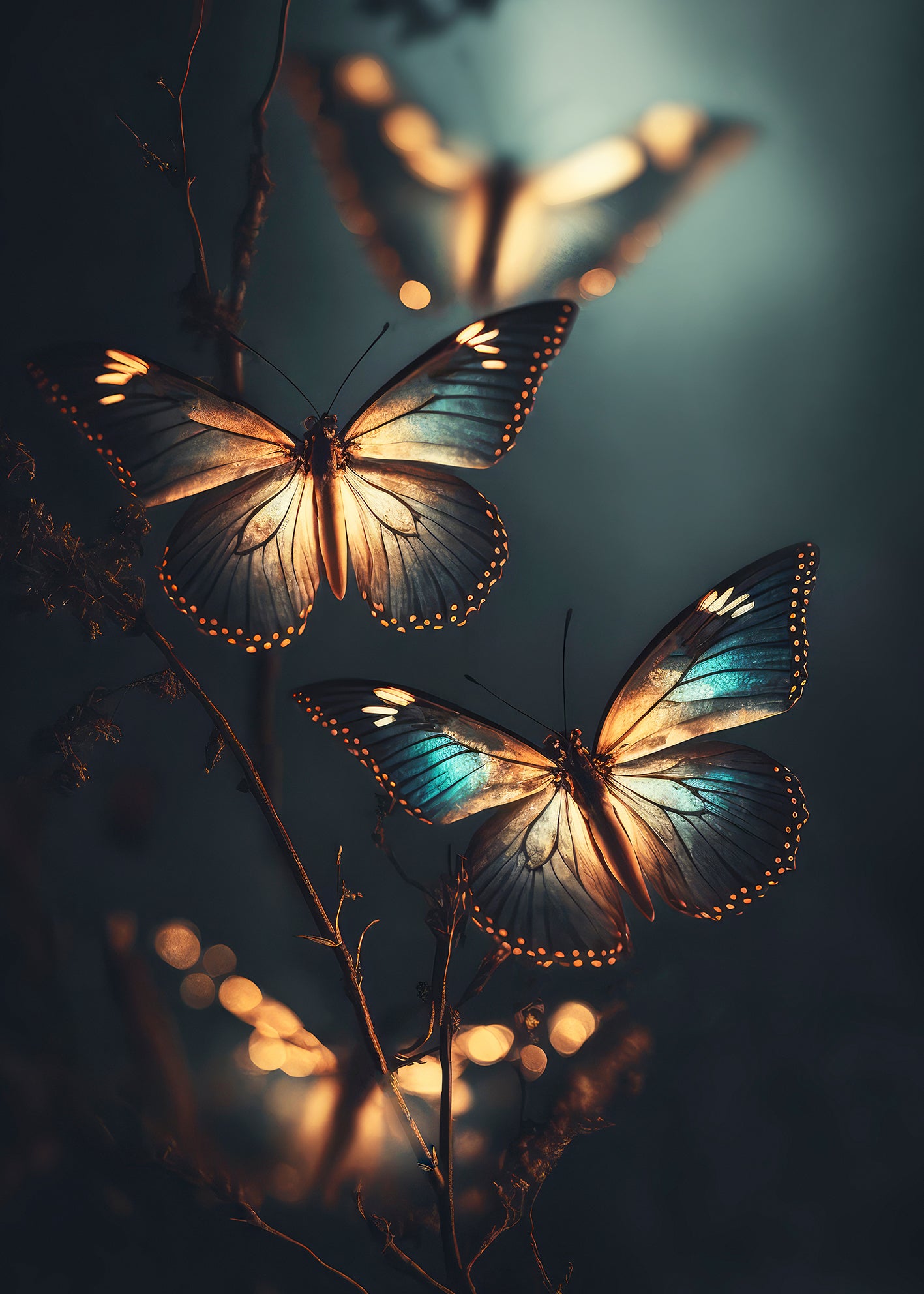Canvastavla - Butterflies at Night