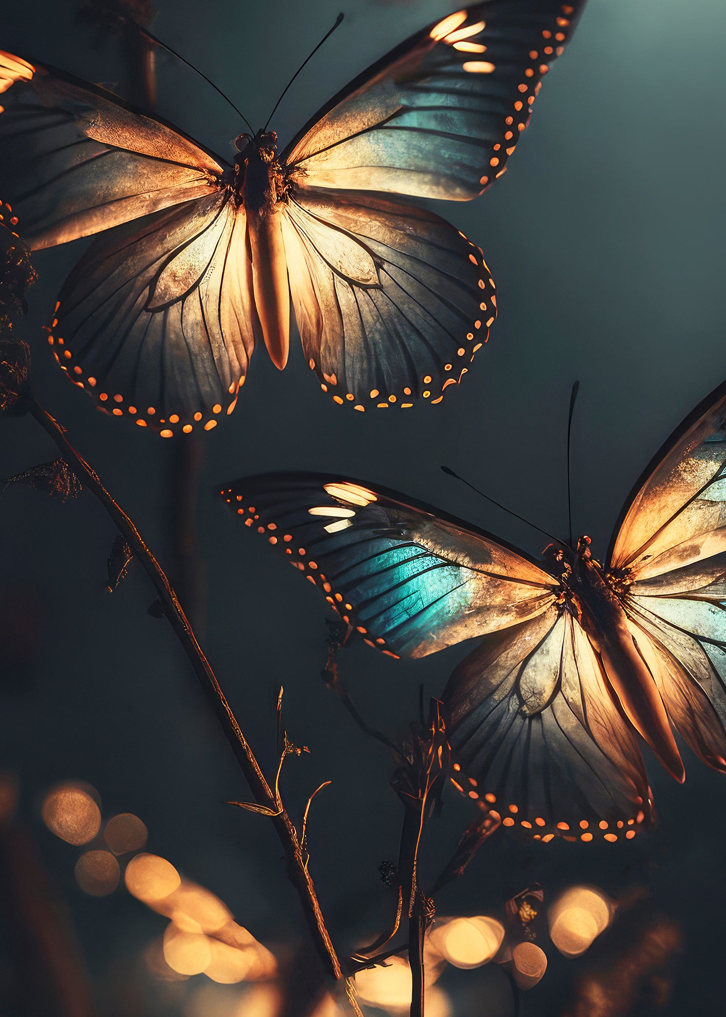 Canvastavla - Butterflies at Night