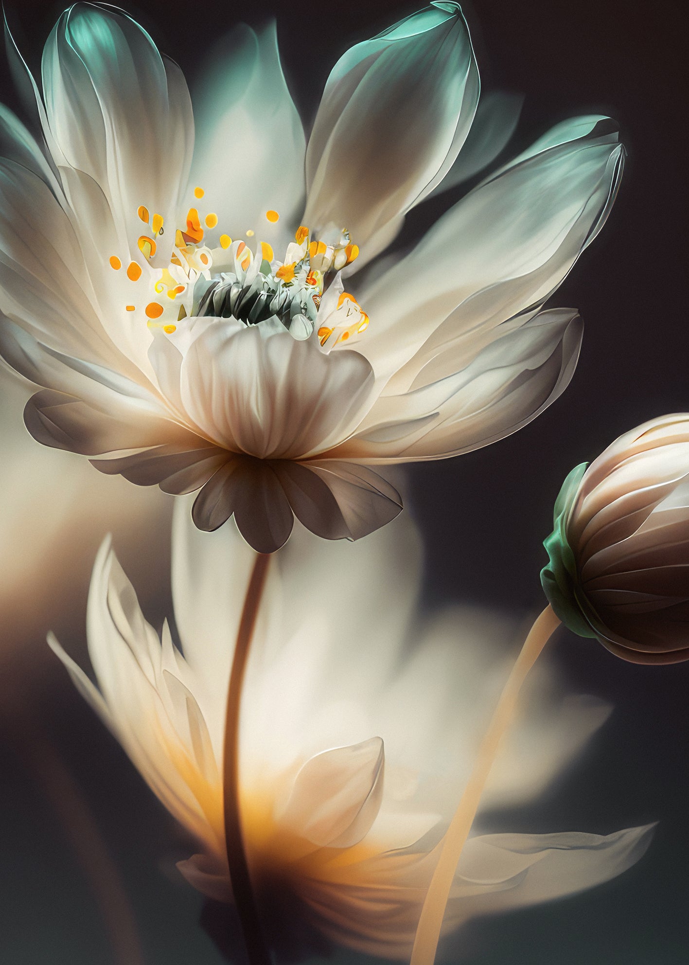 Canvastavla - White Flowers