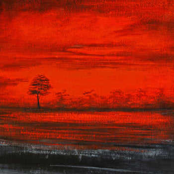 Abstrakt Oljemålning - Red Night