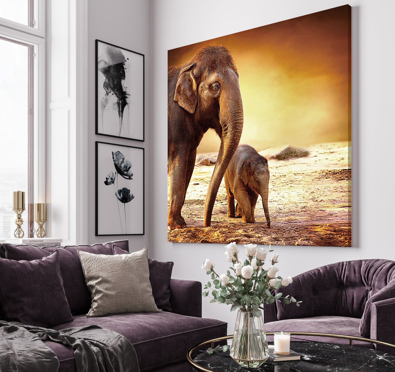Canvastavla - Elephants