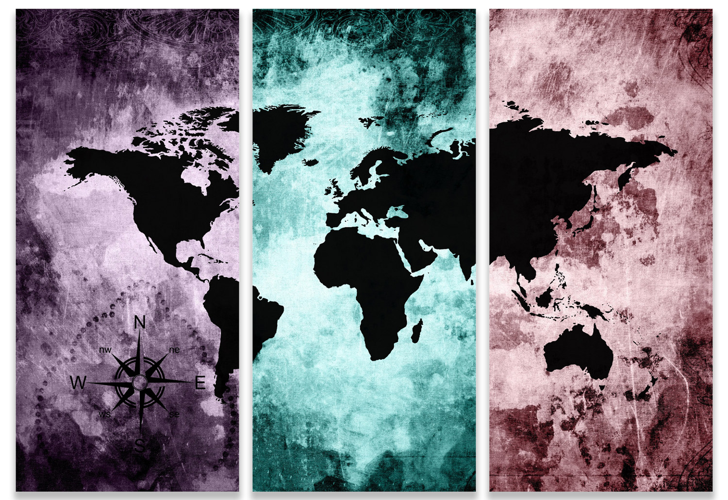 Canvastavla - The world map - Pastels